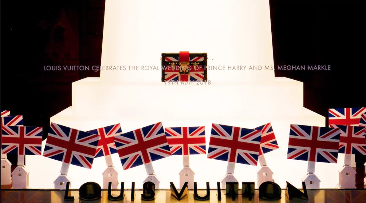The luxury briefing features Louis Vuitton and the royal wedding